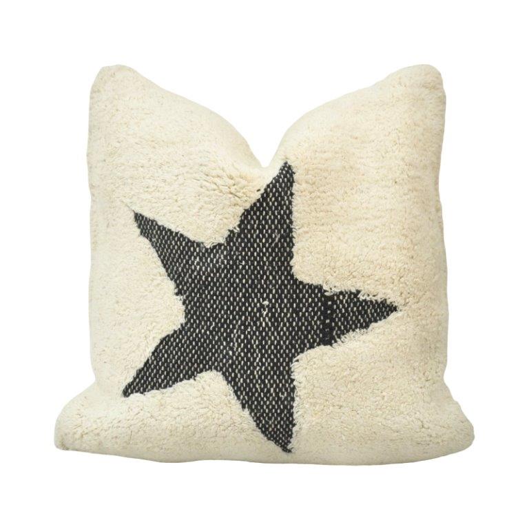 Tufted Star Cotton Cushion Cover – Black & Ivory Textured Throw Pillow Cover 45x45 cm - Bulk manufacturer & supplier from Panipat, India