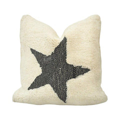 Tufted Star Cotton Cushion Cover – Black & Ivory Textured Throw Pillow Cover 45x45 cm