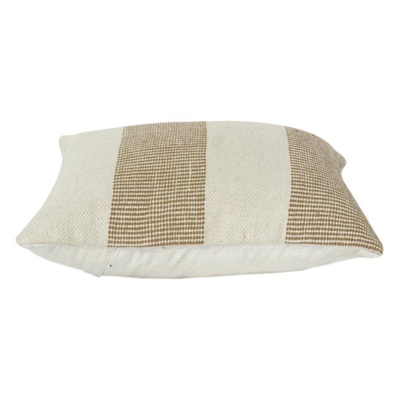 Beige & Ivory Striped Cotton Cushion Cover | Minimal Woven Texture | Modern Neutral Décor Pillow Cover (18x18 Inch)