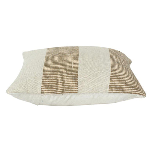 Beige & Ivory Striped Cotton Cushion Cover | Minimal Woven Texture | Modern Neutral Décor Pillow Cover (18x18 Inch)