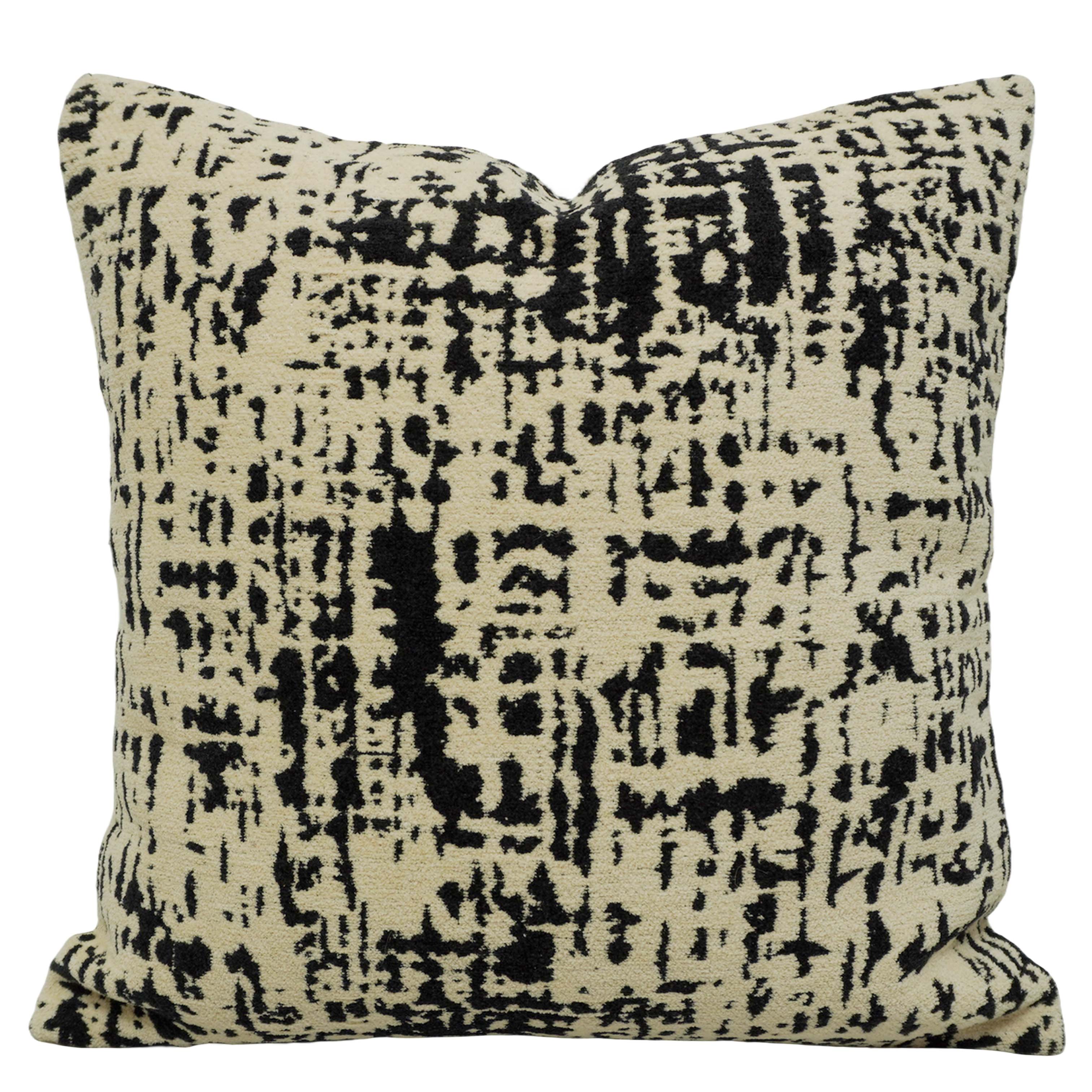 Abstract Black & Ivory Jacquard Cushion Cover 45x45 cm | Woven Cotton Decorative Throw Pillow Cover | Modern Designer Sofa Cushion Cover with Hidden Zip