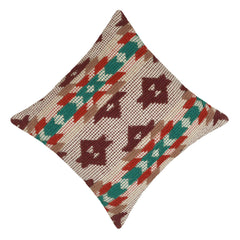 Handwoven Multicolor Geometric Textured Cushion Cover – 45 x 45 cm
