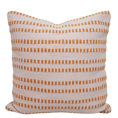 Handwoven Cotton Cushion Cover 45x45 cm | Ivory & Mustard Woven Striped Design | Textured Decorative Throw Pillow Cover | Hidden Zipper | Boho & Modern Home Décor
