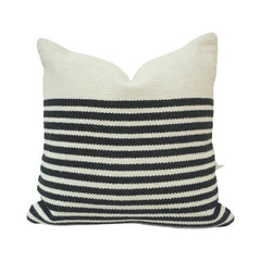 Handmade Black & White Striped Cotton Cushion Cover | Woven Boho Pillow Cover | 45x45 cm