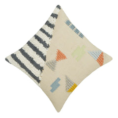 Handcrafted Tufted Geometric Cushion Cover 45x45 cm – Abstract Multicolour Textured Design