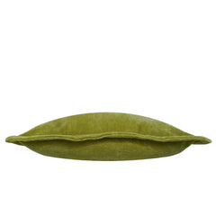 Olive Green Cotton Velvet Cushion Cover 45x45 cm | Soft Luxury Decorative Throw Pillow Cover with Flange Edge | Hidden Zipper | Modern Home Décor