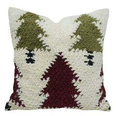 Hand Tufted Abstract Botanical Cushion Cover – 45 x 45 cm, Cream, Olive Green & Burgundy