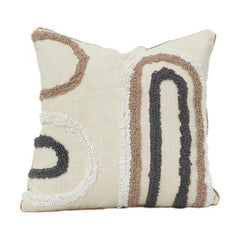 Tufted Abstract Cotton Cushion Cover 45x45 cm | Textured Geometric Design | Neutral Boho Decor Pillow Cover