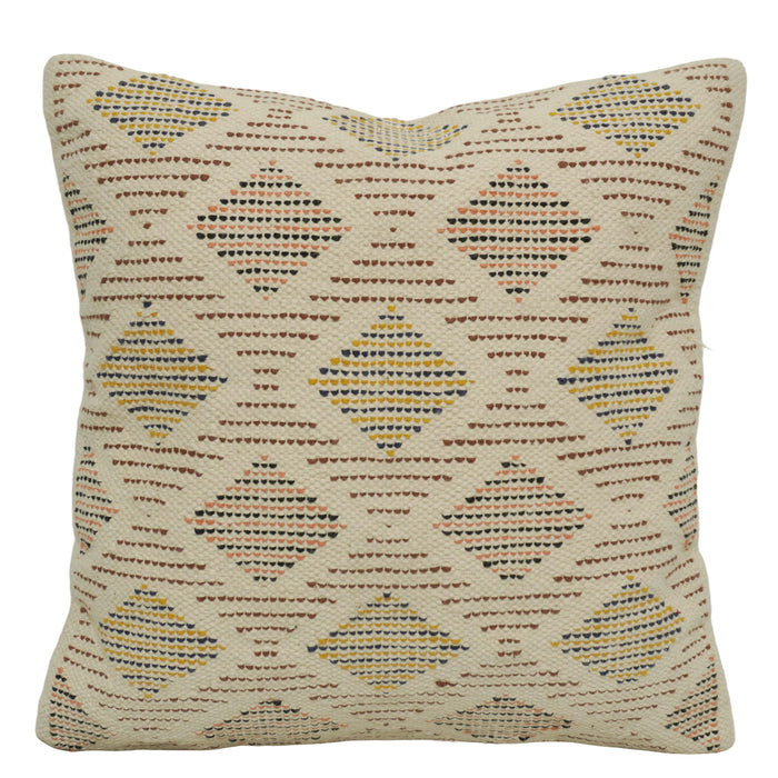 Handwoven Cotton Geometric Cushion Cover 45x45 cm | Woven Diamond Pattern Decorative Throw Pillow Cover | Boho Modern Sofa Cushion Cover | Concealed Zip | 100% Cotton