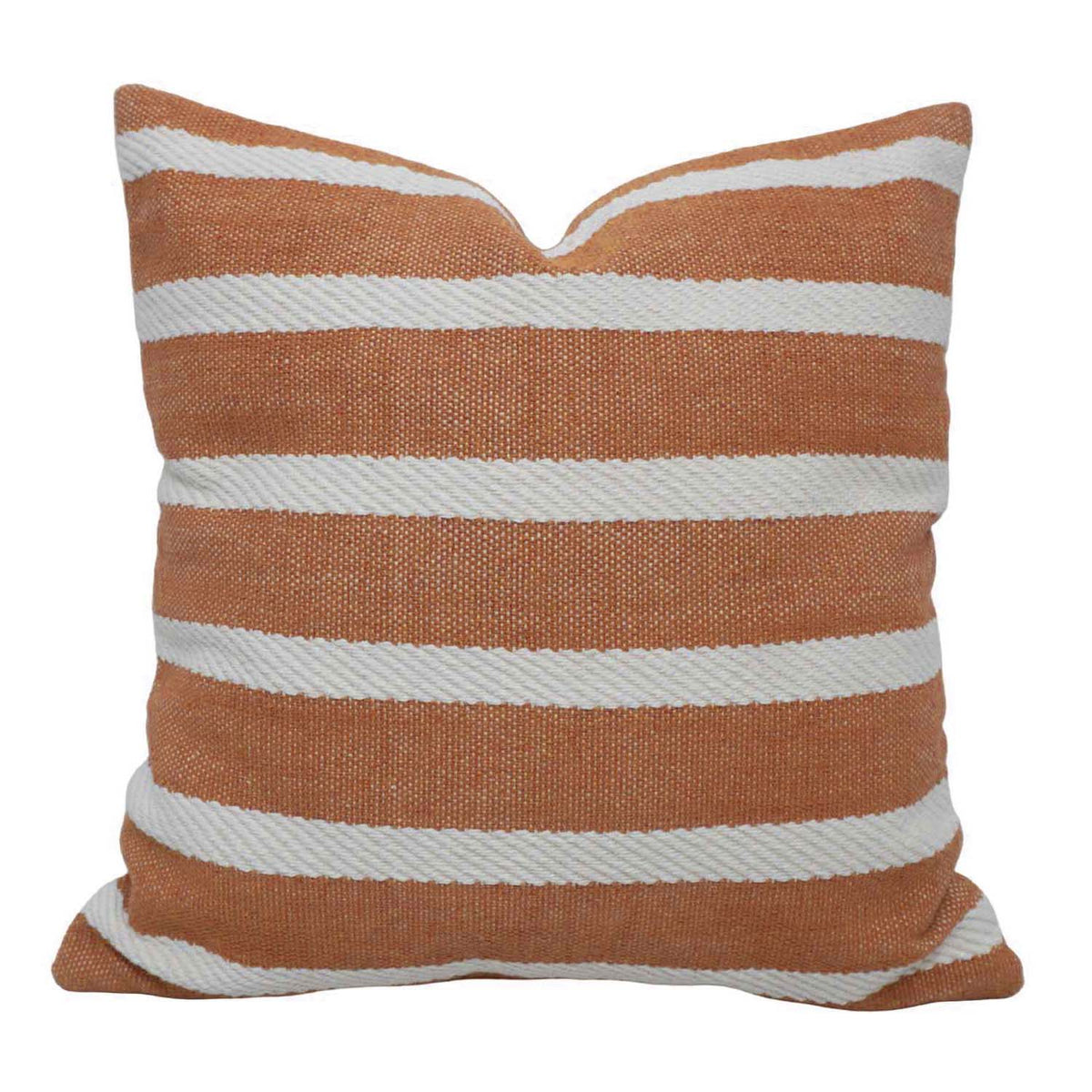 Rust & Ivory Stripe Handwoven Cushion Cover 45x45 cm