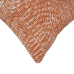 Handmade Cotton Cushion Cover 45x45 cm | Rust Orange Woven Stripe Cushion Cover | Modern Farmhouse Decorative Throw Pillow Cover | Hidden Zip | Sofa & Bed Décor
