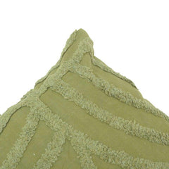Olive Green Tufted Cotton Cushion Cover | Abstract Textured Design | 45x45 cm Decorative Pillow Cover