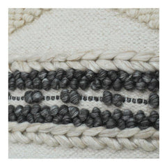 Textured Geometric Polyester Cushion Cover 45x45 cm | Cream Woven Decorative Pillow Cover with Central Stripe Design