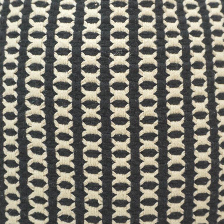 Handmade Cotton Woven Cushion Cover 45x45 cm | Black & Ivory Geometric Stripe Decorative Pillow Cover
