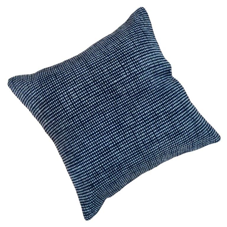 Handmade Indigo Cotton Cushion Cover 45x45 cm | Textured Woven Throw Pillow Cover | Modern Boho Home Décor - Bulk manufacturer & supplier from Panipat, India