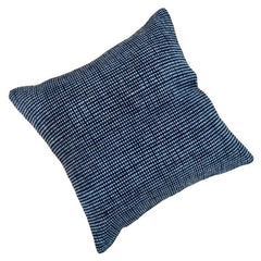 Handmade Indigo Cotton Cushion Cover 45x45 cm | Textured Woven Throw Pillow Cover | Modern Boho Home Décor