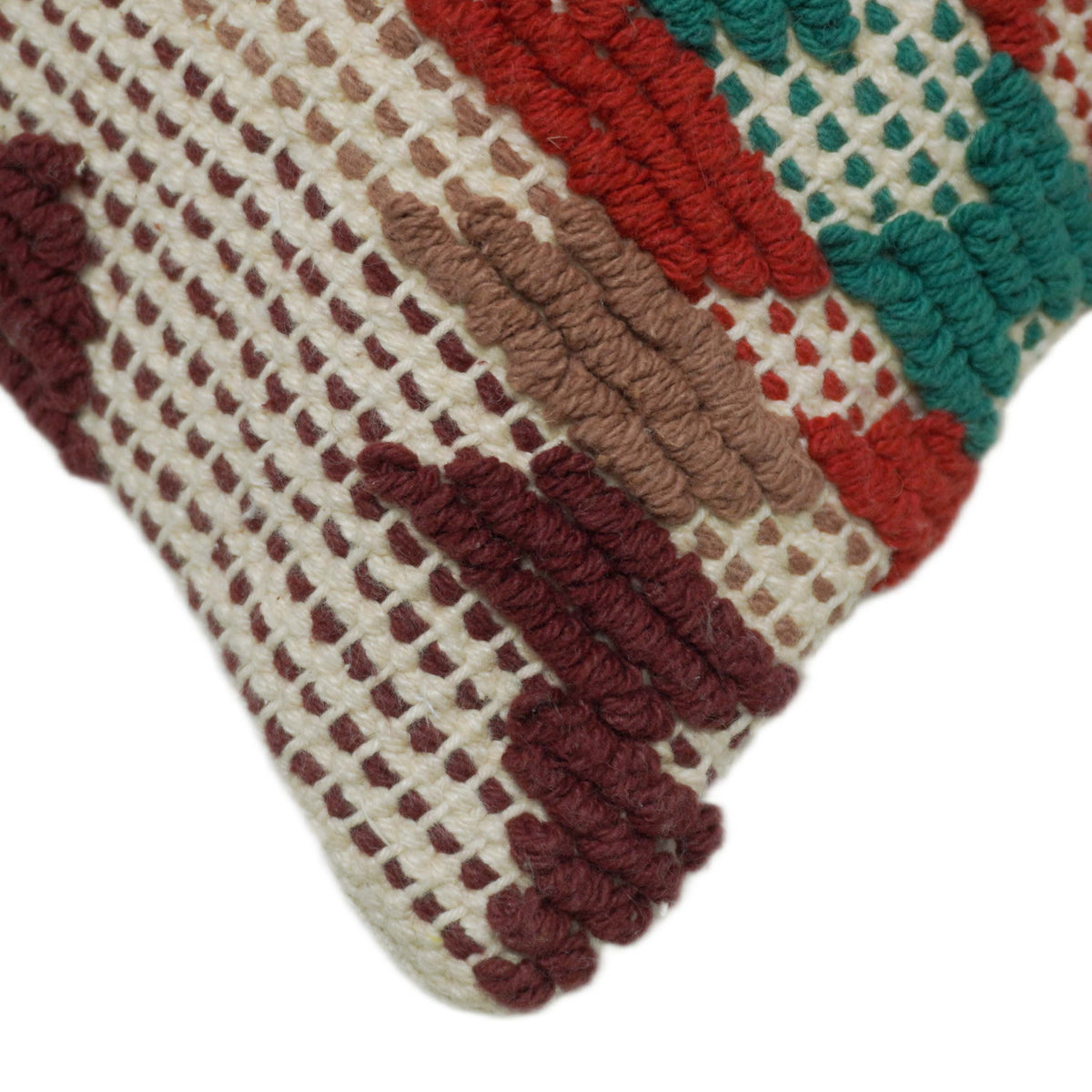 Handwoven Multicolor Geometric Textured Cushion Cover – 45 x 45 cm