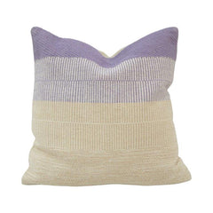 Handwoven Cotton Cushion Cover 45x45 cm – Lavender & Ivory Textured Striped Cushion | Artisan Woven Throw Pillow Cover