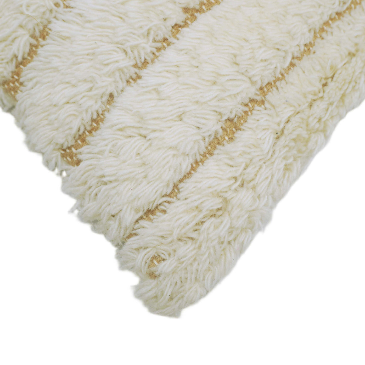 Handgefertigter getufteter Kissenbezug 45x45 cm – Beige & Weiß strukturiert gestreiftes Design
