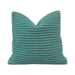 Handmade Textured Cotton Cushion Cover 45x45 cm | Woven Tufted Decorative Pillow Cover in Teal