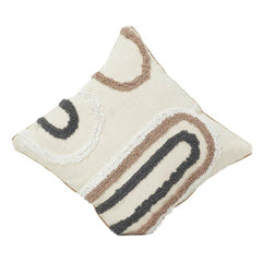 Tufted Abstract Cotton Cushion Cover 45x45 cm | Textured Geometric Design | Neutral Boho Decor Pillow Cover