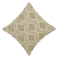 Handwoven Cotton Geometric Cushion Cover 45x45 cm | Woven Diamond Pattern Decorative Throw Pillow Cover | Boho Modern Sofa Cushion Cover | Concealed Zip | 100% Cotton