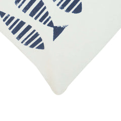 Modern Fish Print Cotton Cushion Cover 45x45 cm | Navy Blue & White Decorative Throw Pillow Cover | Coastal & Minimalist Home Décor