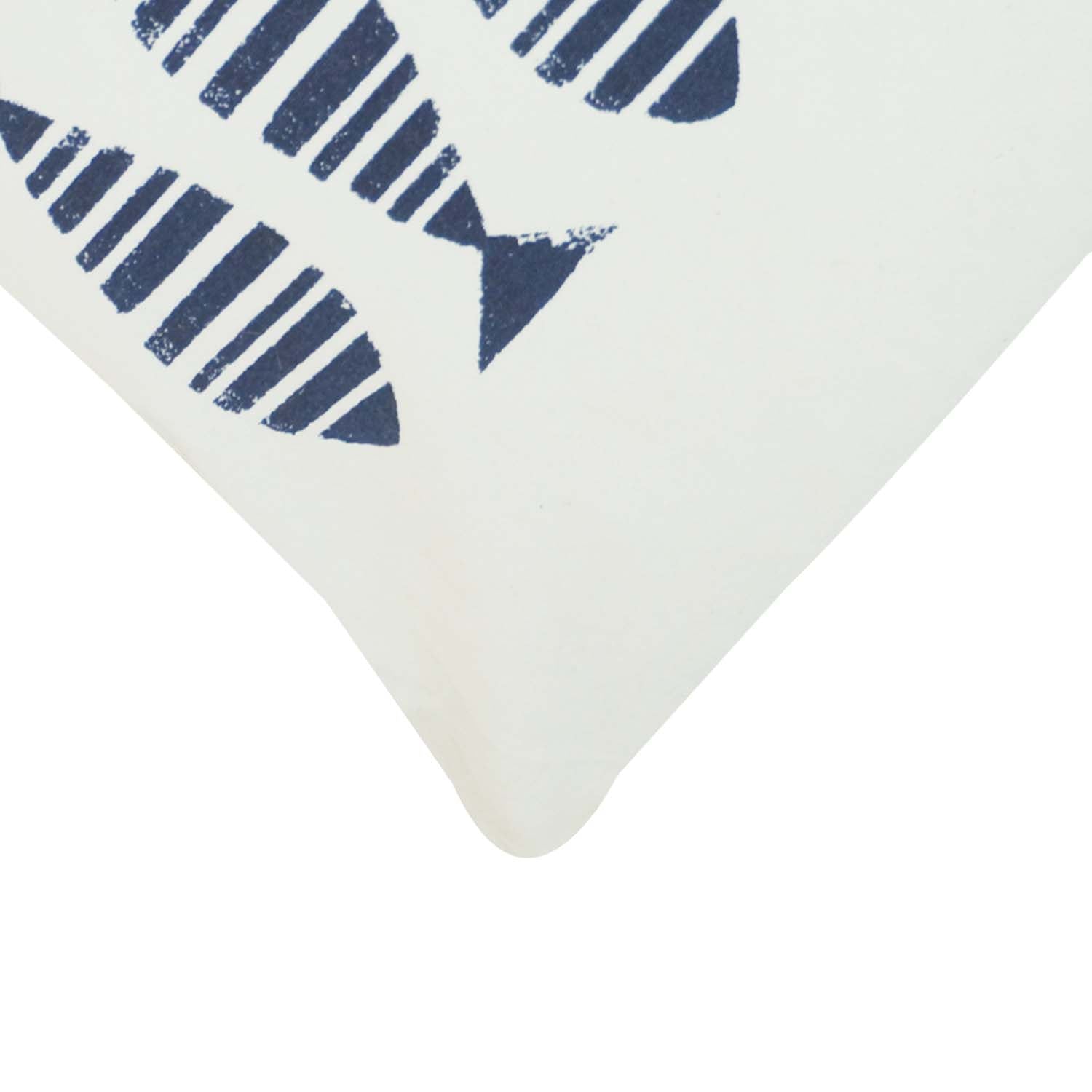 Modern Fish Print Cotton Cushion Cover 45x45 cm | Navy Blue & White Decorative Throw Pillow Cover | Coastal & Minimalist Home Décor