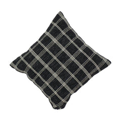 Black & Ivory Plaid Woven Cotton Cushion Cover | Textured Grid Pattern | Modern Minimalist Decor | 18x18 Inch