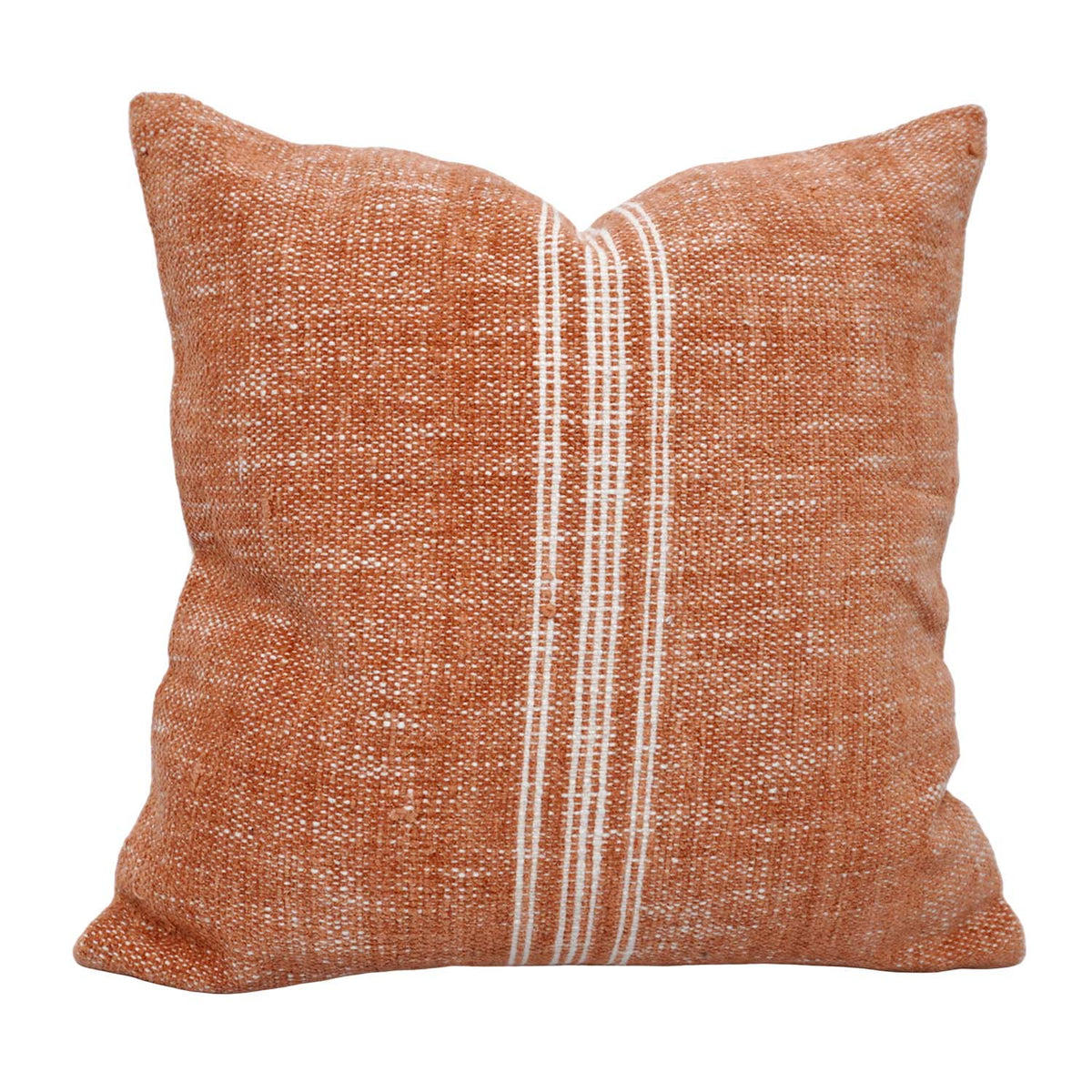 Handmade Cotton Cushion Cover 45x45 cm | Rust Orange Woven Stripe Cushion Cover | Modern Farmhouse Decorative Throw Pillow Cover | Hidden Zip | Sofa & Bed Décor - Bulk manufacturer & supplier from Panipat, India