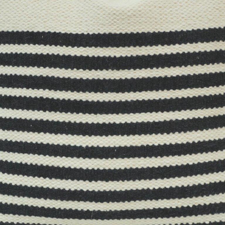 Handmade Black & White Striped Cotton Cushion Cover | Woven Boho Pillow Cover | 45x45 cm