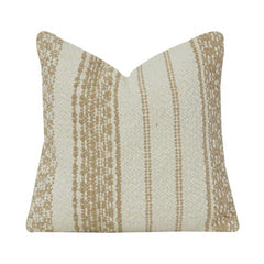 Handwoven Cotton Cushion Cover with Textured Neutral Stripes | Beige & Cream Boho Accent Pillow | 18x18 Inch