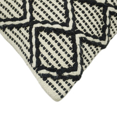 Handwoven Black & Cream Geometric Cotton Cushion Cover – 45x45 cm
