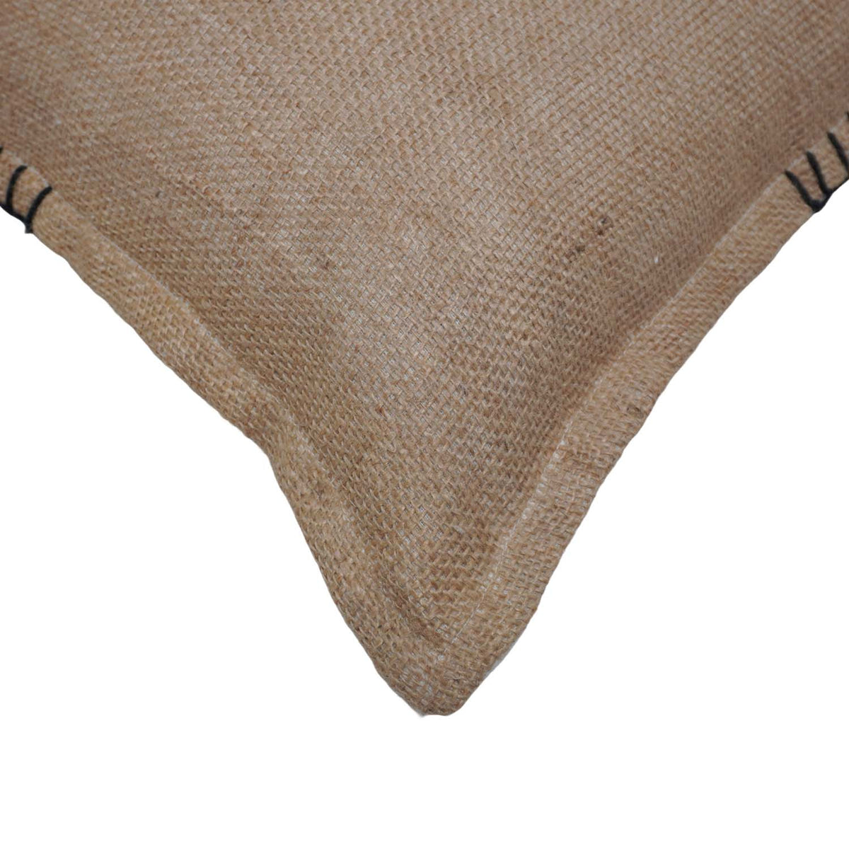 Handcrafted Embroidered Cotton Cushion Cover 45x45 cm | Natural Beige Decorative Throw Pillow Cover with Black Blanket Stitch | Modern Minimalist Home Décor - Bulk manufacturer & supplier from Panipat, India