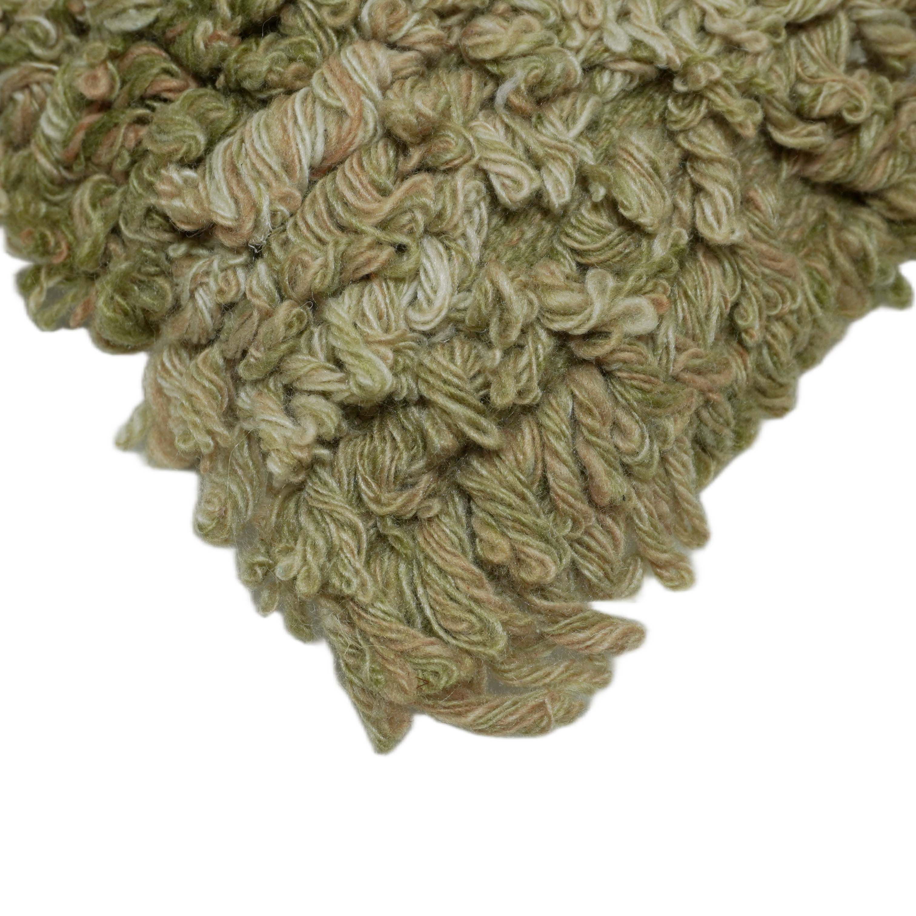 Handwoven Wool Cushion Cover – Olive Green Textured Loop Design, 45 x 45 cm