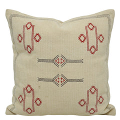 Handcrafted Embroidered Cotton Cushion Cover 45x45 cm | Geometric Tribal Pattern | Decorative Throw Pillow Cover with Concealed Zipper | Boho Living Room & Bedroom Décor