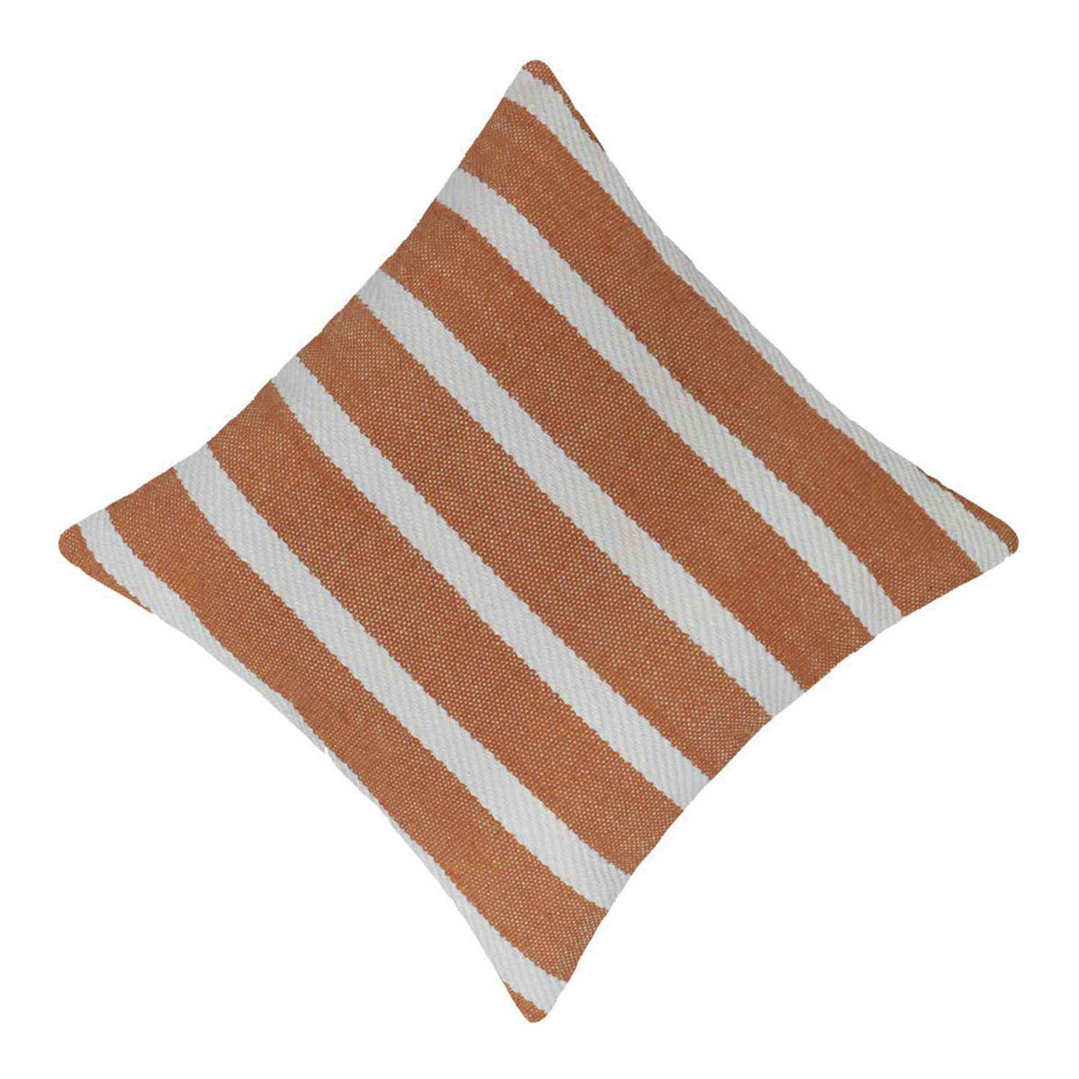 Rust and ivory textured striped handwoven cushion cover 45x45 cm