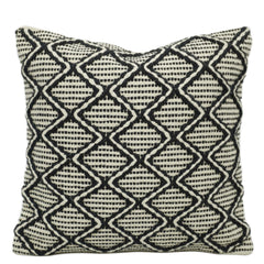 Handwoven Black & Cream Geometric Cotton Cushion Cover – 45x45 cm