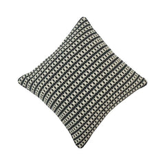 Handmade Cotton Woven Cushion Cover 45x45 cm | Black & Ivory Geometric Stripe Decorative Pillow Cover