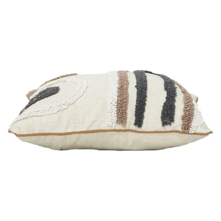 Tufted Abstract Cotton Cushion Cover 45x45 cm | Textured Geometric Design | Neutral Boho Decor Pillow Cover