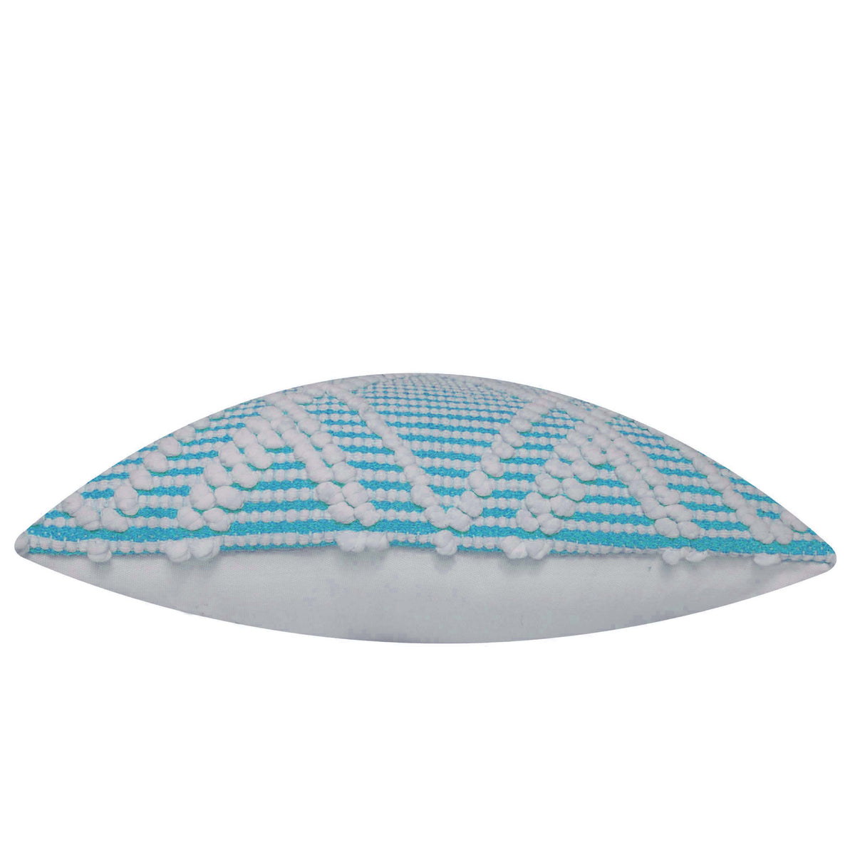 Handwoven Cotton Cushion Cover – Aqua Blue & White Textured Diamond Pattern, 45 x 45 cm