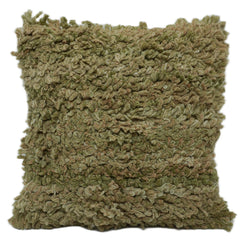 Handwoven Wool Cushion Cover – Olive Green Textured Loop Design, 45 x 45 cm