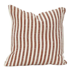 Rust & Ivory Striped Cotton Cushion Cover | 45x45 cm | Modern Minimal Printed Pillow Cover with Concealed Zip