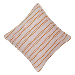 Handwoven Cotton Cushion Cover 45x45 cm | Ivory & Mustard Woven Striped Design | Textured Decorative Throw Pillow Cover | Hidden Zipper | Boho & Modern Home Décor