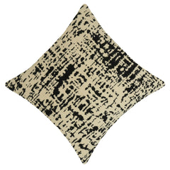 Abstract Black & Ivory Jacquard Cushion Cover 45x45 cm | Woven Cotton Decorative Throw Pillow Cover | Modern Designer Sofa Cushion Cover with Hidden Zip