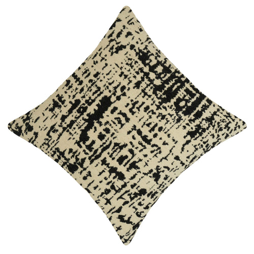 Abstract Black & Ivory Jacquard Cushion Cover 45x45 cm | Woven Cotton Decorative Throw Pillow Cover | Modern Designer Sofa Cushion Cover with Hidden Zip