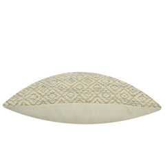 Handwoven Cream & Light Blue Geometric Textured Cushion Cover – 45 x 45 cm