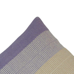 Handwoven Cotton Cushion Cover 45x45 cm – Lavender & Ivory Textured Striped Cushion | Artisan Woven Throw Pillow Cover
