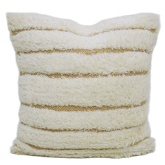Handgefertigter getufteter Kissenbezug 45x45 cm – Beige & Weiß strukturiert gestreiftes Design