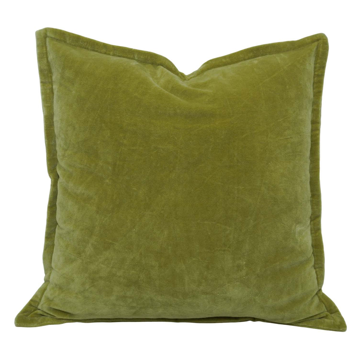 Olive Green Cotton Velvet Cushion Cover 45x45 cm | Soft Luxury Decorative Throw Pillow Cover with Flange Edge | Hidden Zipper | Modern Home Décor - Bulk manufacturer & supplier from Panipat, India